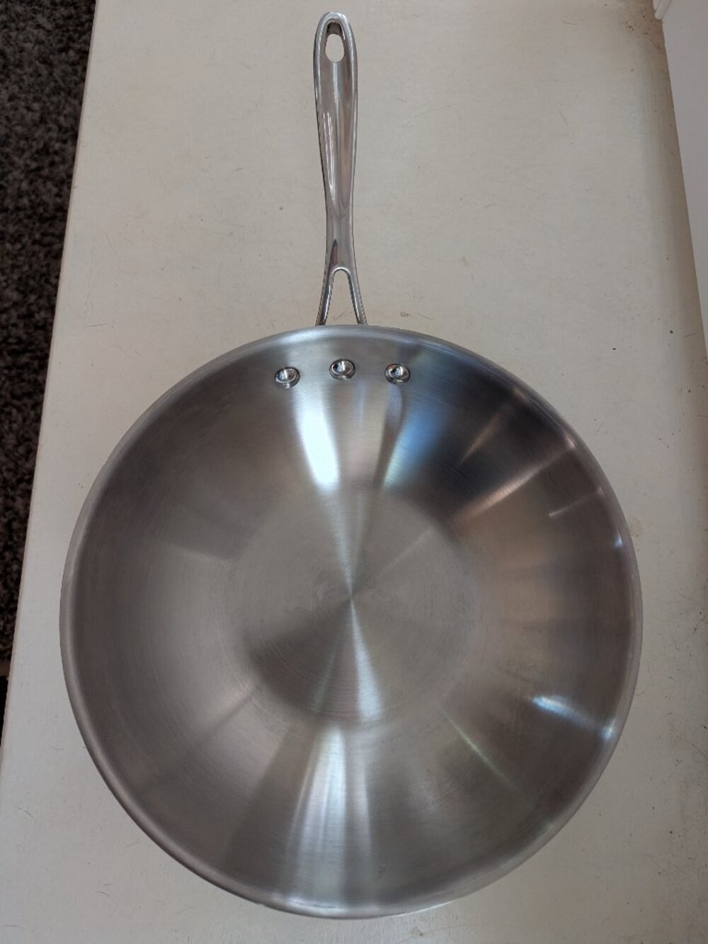 Calphalon Tri-Ply Stainless Steel 11” Flat Bottom Wok Pan #165 Great Condition